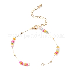 Изготовление браслета-цепочки из окрашенных дисков из натуральной ракушки и нержавеющей стали 304&nbsp;AJEW-JB01383