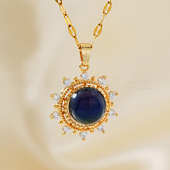 Латунный паве прозрачный кубический цирконий голубое солнце кулон nnecklaces&nbsp;MO0901