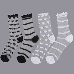 Eatcabin 4 пара 4 стилей нейлоновых носков из стекловолокна для женщин и девочек AJEW-CN0004-33