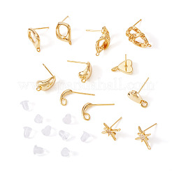 12 шт. 6 стиля латунных сережек-гвоздиков&nbsp;KK-TA0003-20
