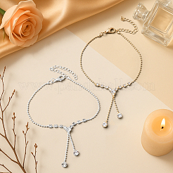 4 шт. браслеты на ногу из латуни и хрустальных страз двух цветов&nbsp;AJEW-GO0002-61