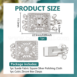 1 шт. стерлингового серебра с прозрачными кубическими цирконами в виде коробки-застежки&nbsp;FIND-BC0013-93A