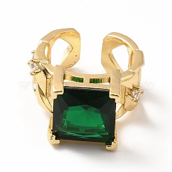 Квадратное открытое кольцо-манжета с кубическим цирконием&nbsp;RJEW-H101-19G