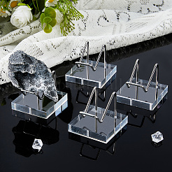 4 шт. держатель дисплея из нержавеющей стали с квадратными прозрачными акриловыми основаниями&nbsp;AJEW-DC0003-34