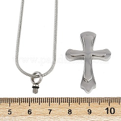 Ожерелья с подвеской в виде креста из нержавеющей стали 304 в виде урны для праха домашних животных&nbsp;NJEW-S455-02P