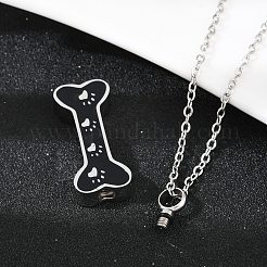 Подвеска в виде кости из нержавеющей стали 304 с черной эмалью и отпечатком лапы&nbsp;LS-NJEW-S455-06P