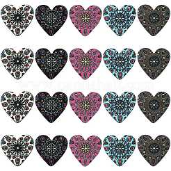 30шт 5 цвета подвески из натуральной липы с принтом&nbsp;WOOD-CJ0001-85