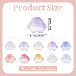 100 шт. 10-цветные прозрачные двухцветные стеклянные бусины&nbsp;GLAA-ME0001-02