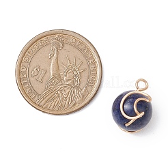 Подвески-луны из натурального зеленого авантюрина/розового кварца/тигрового глаза/лазурита/аметиста в виде медной проволоки&nbsp;PALLOY-JF02908