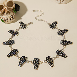 Пасхальное железное готическое ожерелье-чокер в виде черепа и гроба с звеньями&nbsp;FS-WG0851C-01