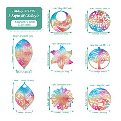 32 шт. 8 стильных филигранных подвески из нержавеющей стали 430&nbsp;STAS-BY0001-10