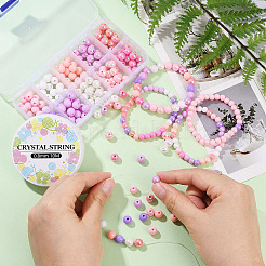 Наборы для изготовления браслетов из круглых непрозрачных акриловых бусин своими руками&nbsp;DIY-YW0011-77B