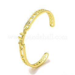 Прозрачный кубический цирконий бабочка открытый браслет-манжета&nbsp;BJEW-A136-03G