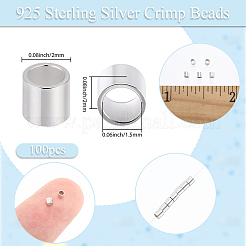 100 шт. 925 бусины-разделители из стерлингового серебра с родиевым покрытием&nbsp;STER-BBC0008-89