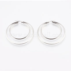 Серьги-кольца из нержавеющей стали 201&nbsp;EJEW-I213-B-01P