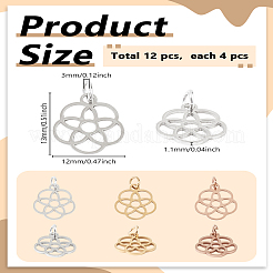 12 шт. подвески из нержавеющей стали 304 двух цветов&nbsp;STAS-LP0003-58