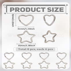 8 шт. 2 стиля застежек для брелка из нержавеющей стали 304&nbsp;STAS-LP0002-23