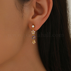 Серьги-гвоздики с подвесками в виде цветка из латуни&nbsp;XD1974