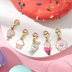5 шт. 5 стиля десертный сплав эмалированные подвесные украшения&nbsp;HJEW-JM02383