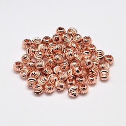 Стойка покрытие латунные гофрированные круглые распорные бусины&nbsp;X-KK-I600-6mm-RG-RS