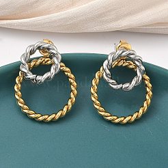 Серьги-гвоздики с витыми кольцами из нержавеющей стали 304&nbsp;EJEW-K268-57G