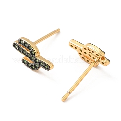 Серьги-гвоздики с зеленым кубическим цирконием кактус&nbsp;EJEW-F281-10G