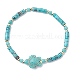 2 шт. эластичные браслеты из бусин натурального магнезита и окрашенной синтетической бирюзы для женщин&nbsp;BJEW-JB13217