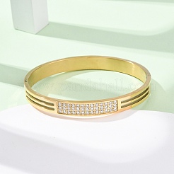 Женские браслеты из нержавеющей стали 304 с микропаве из прозрачных кубических цирконий&nbsp;BJEW-B161-01G