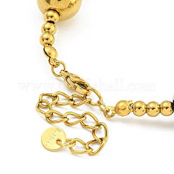 Браслеты из круглой бусиновой стали 304 и 201 для женщин&nbsp;BJEW-G717-03C-GP