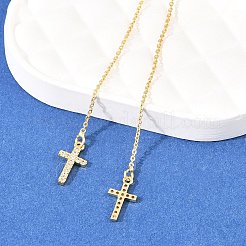 Латунный крест с микропаве и прозрачными кубическими циркониями&nbsp;EJEW-H182-14G