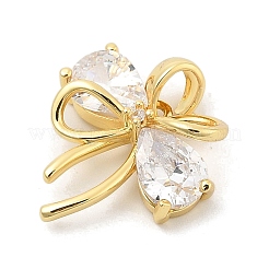 Подвески из прозрачного кубического циркония с подвеской в виде банта из латуни&nbsp;KK-S407-01G-A
