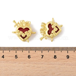 Латунные паве темно-красного стекла испуганные сердечки соединительные подвески&nbsp;KK-FZC0001-01G