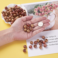 Печатные бусы из натурального дерева&nbsp;WOOD-TA0001-15