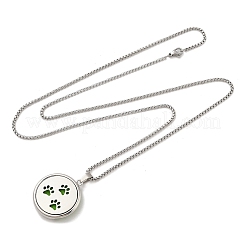 316 хирургическая нержавеющая сталь ароматерапевтический диффузор духи полые плоские круглые подвески коробка цепи ожерелья&nbsp;NJEW-R016-01P-05