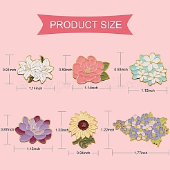 6шт 6 стильные эмалевые булавки в виде цветка&nbsp;JEWB-SZ0001-61