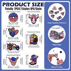 7 шт. 7 стиля силиконовые бусины на тему Дня независимости&nbsp;SIL-TA0002-73