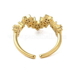 Открытые кольца-манжеты для женщин с микропаве из прозрачного кубического циркония в форме звезды из латуни&nbsp;RJEW-A048-19G