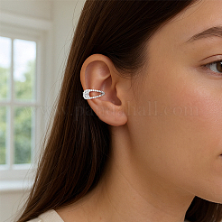 4 шт. двухцветные латунные серьги-клипсы с микропаве из прозрачных кубических цирконий&nbsp;EJEW-HY0001-25