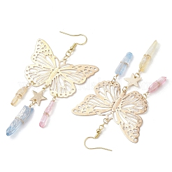 Серьги с подвесками из натуральных кристаллов кварца&nbsp;EJEW-TA00569