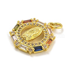 Подвески из латуни с микропаве из кубического циркония на тему Девы Марии&nbsp;KK-C074-70G-02