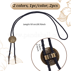 2 шт. 2 цвета сплава цветок искусственная кожа шнур боло галстук лариат ожерелья для женщин&nbsp;NJEW-GA0001-09