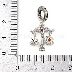 Европейские подвески из латуни с цветными стразами&nbsp;LS-KK-P324-07P