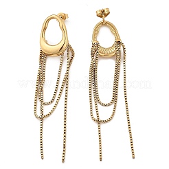 Овальные серьги-гвоздики с кисточками из нержавеющей стали 304&nbsp;EJEW-C132-01G