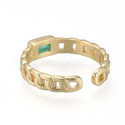 Латунные микро проложить манжеты кольца кубического циркония&nbsp;RJEW-K232-14G-01