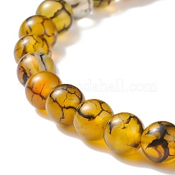 Эластичный браслет из натурального агата и синтетического гематита с подвеской для йоги из сплава&nbsp;BJEW-JB08649