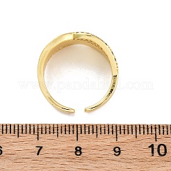 Латунные кольца-манжеты с микропаве и прозрачным цирконием для женщин&nbsp;RJEW-U043-12G