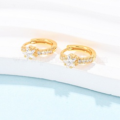 Серьги-кольца Star 925 из стерлингового серебра с микропаве из прозрачных кубических цирконий&nbsp;EJEW-K317-07G