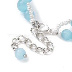 Круглые браслеты с жемчугом «кошачий глаз» и ракушками&nbsp;BJEW-JB10270