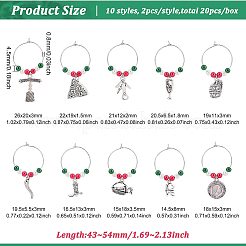 20 шт. 10 стиля латунных серег-колец со стеклянным жемчугом для женщин&nbsp;AJEW-BC0003-16