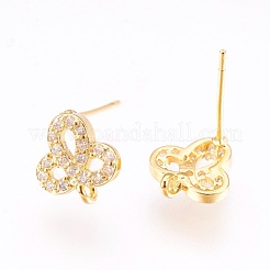 Латунные серьги-гвоздики из циркония&nbsp;KK-F753-03G-RS